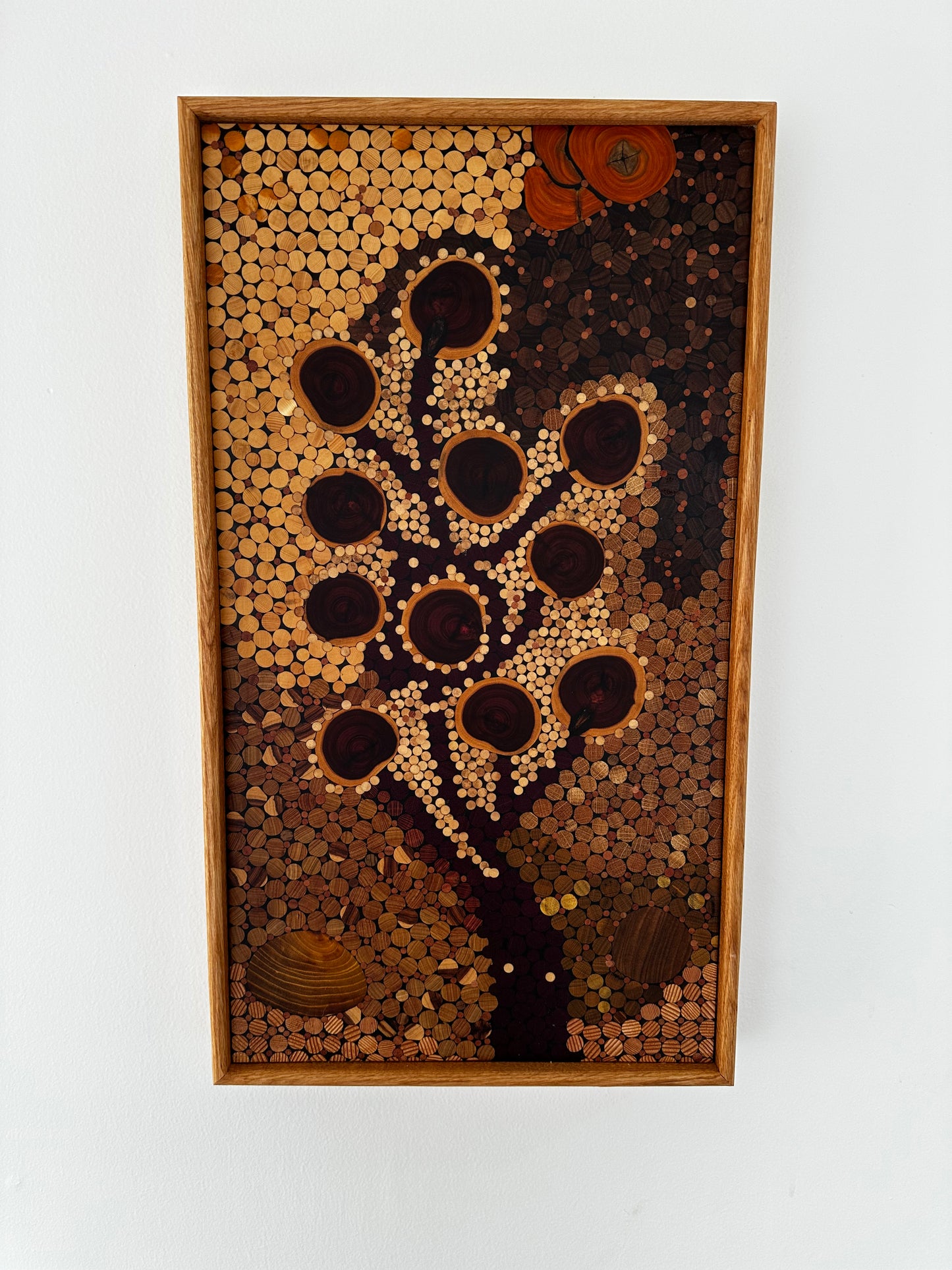 Wood Wall Art - "Flower Vista" - in the Pointillism style.