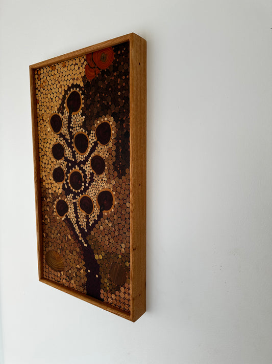 Wood Wall Art - "Flower Vista" - in the Pointillism style.