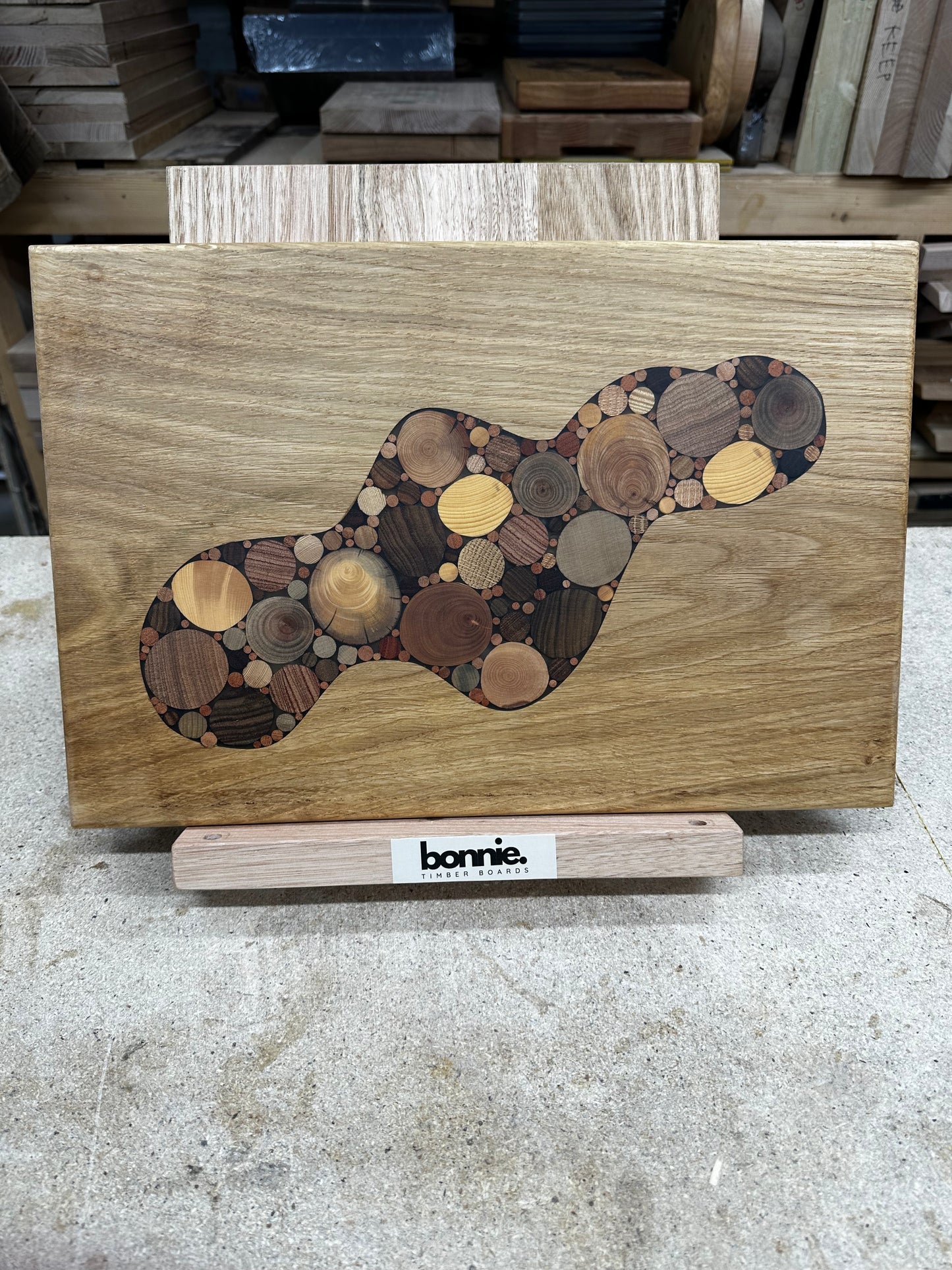 "River Series" [SKU 6160]Handcrafted Timber Board-American White Oak inset with End Grain Timber.