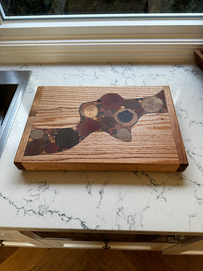"River Series" [SKU 6170] Handcrafted Timber Board-American White Oak inset with End Grain Timber.