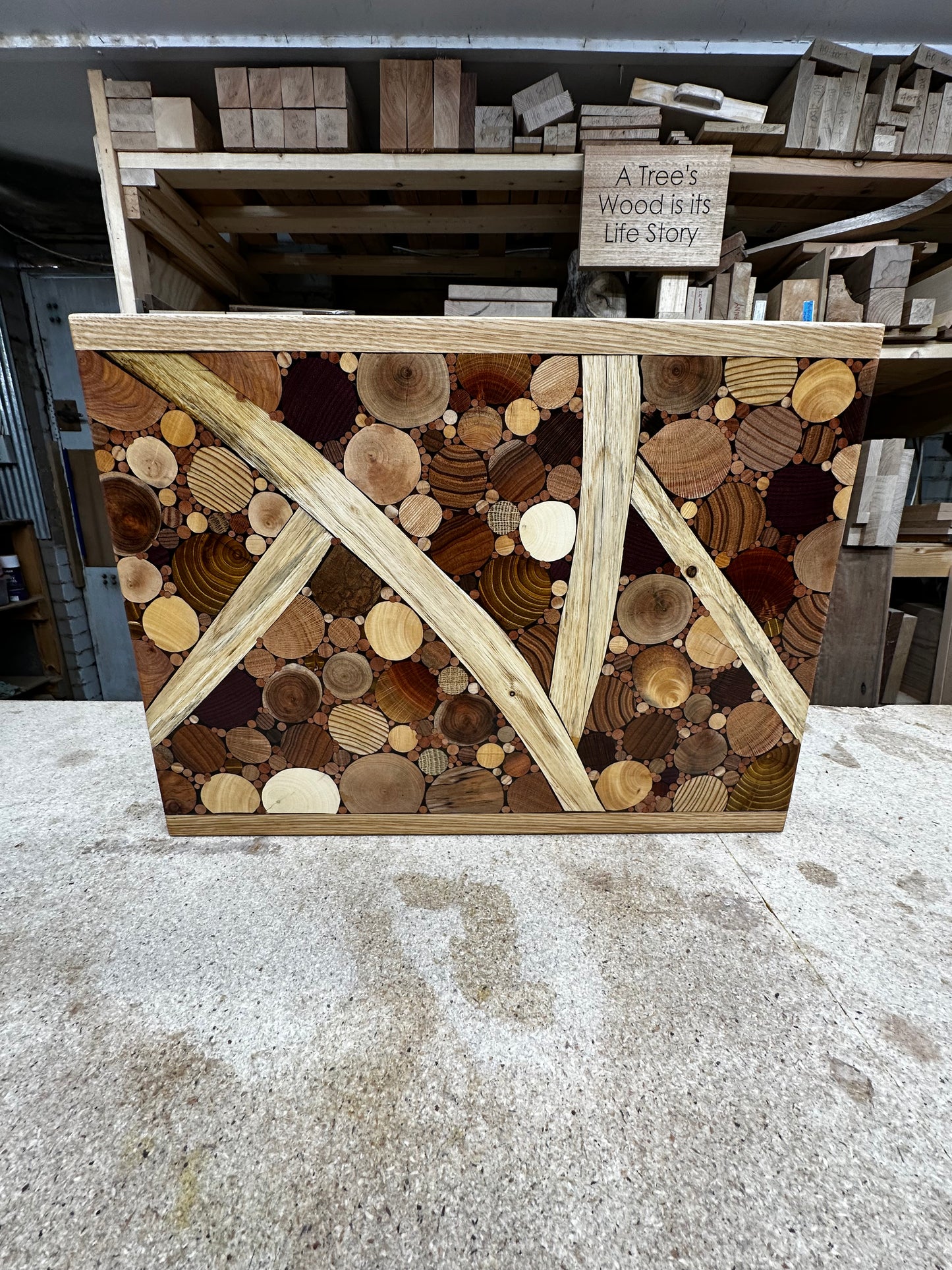 "Amongst Olive Branches" Timber Board, Functional Wood Art.