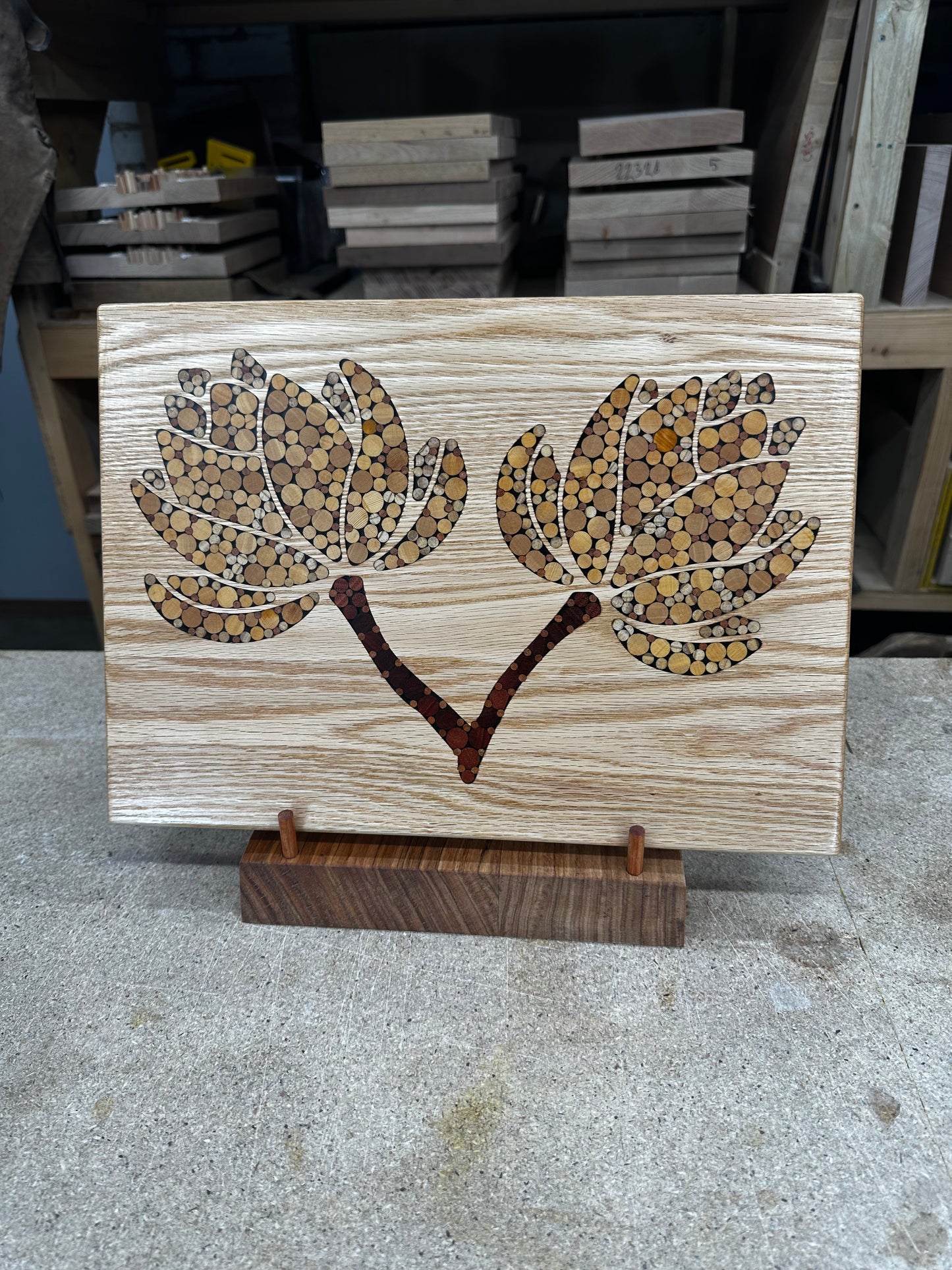 Functional Wood Art - "Cottage Flowers"- Inlayed Cutting Board.