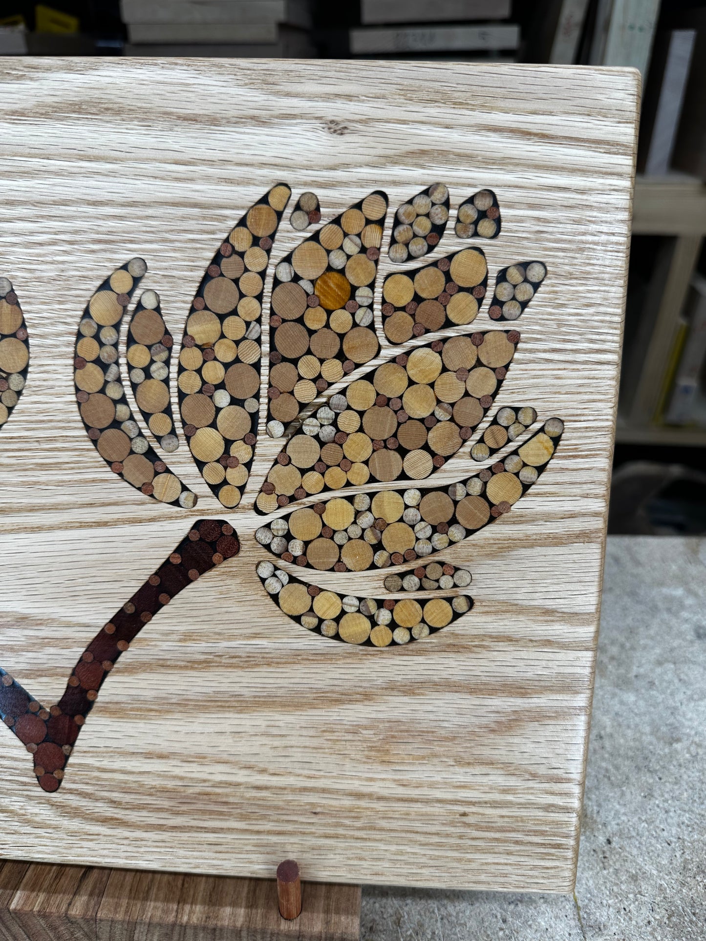Functional Wood Art - "Cottage Flowers"- Inlayed Cutting Board.