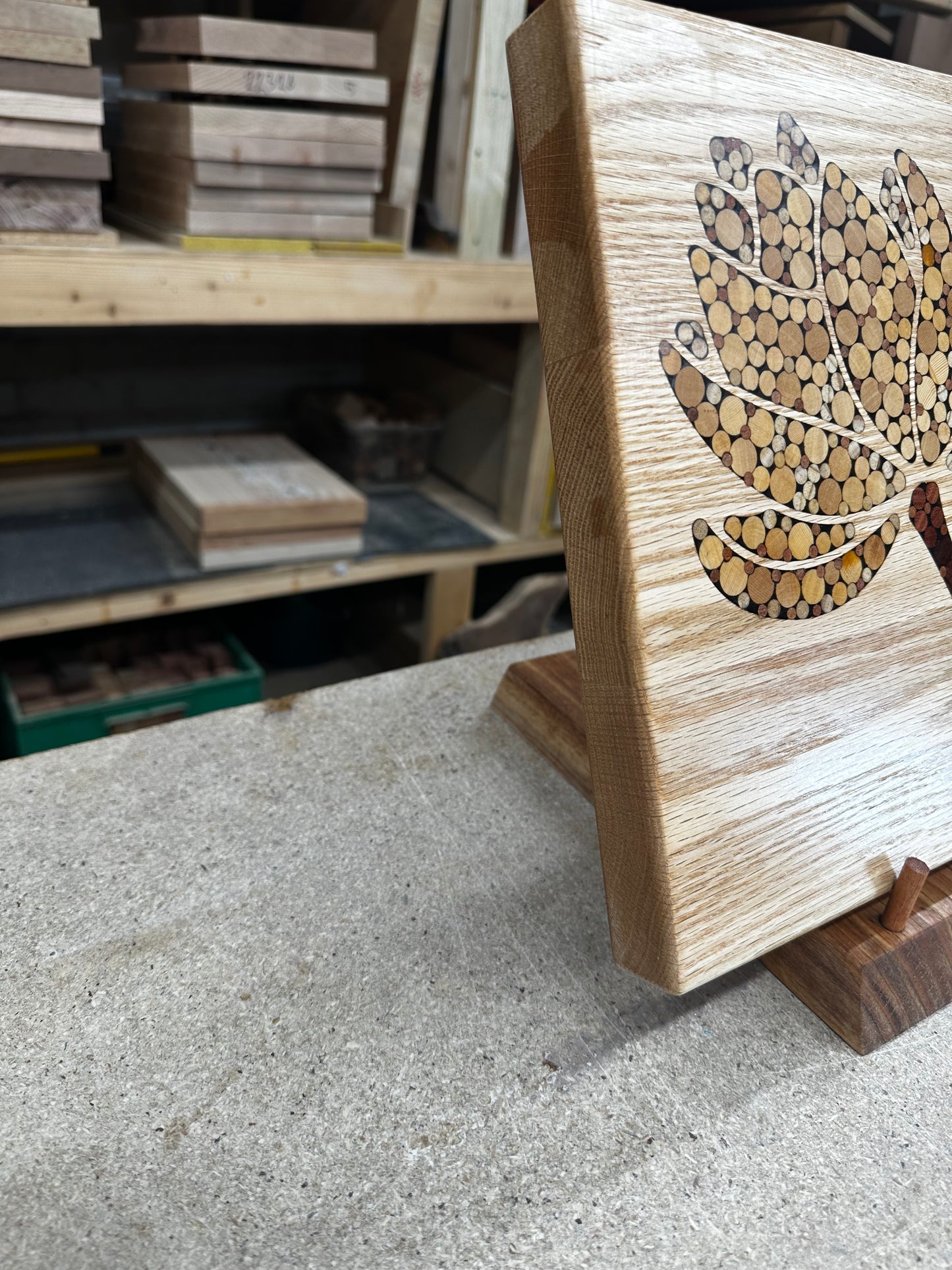 Functional Wood Art - "Cottage Flowers"- Inlayed Cutting Board.