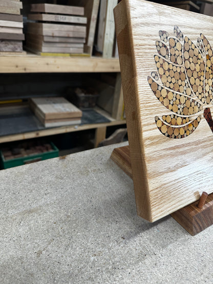 Functional Wood Art - "Cottage Flowers"- Inlayed Cutting Board.