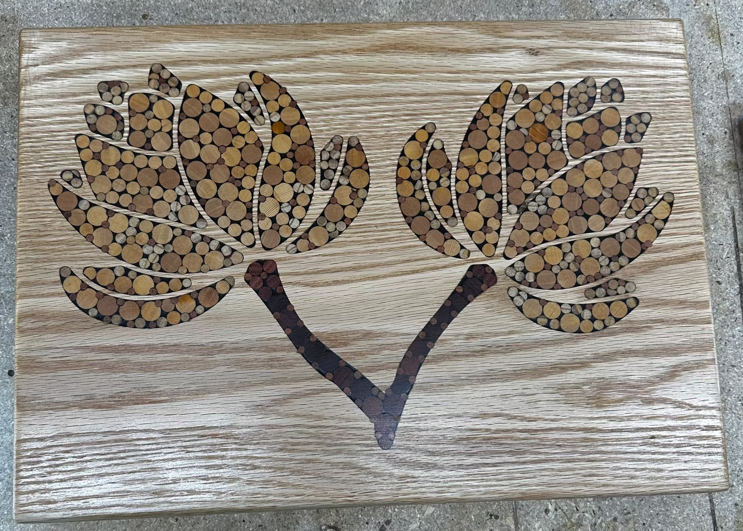 Functional Wood Art - "Cottage Flowers"- Inlayed Cutting Board.