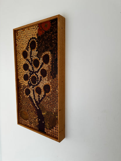 Wood Wall Art - "Flower Vista" - in the Pointillism style.