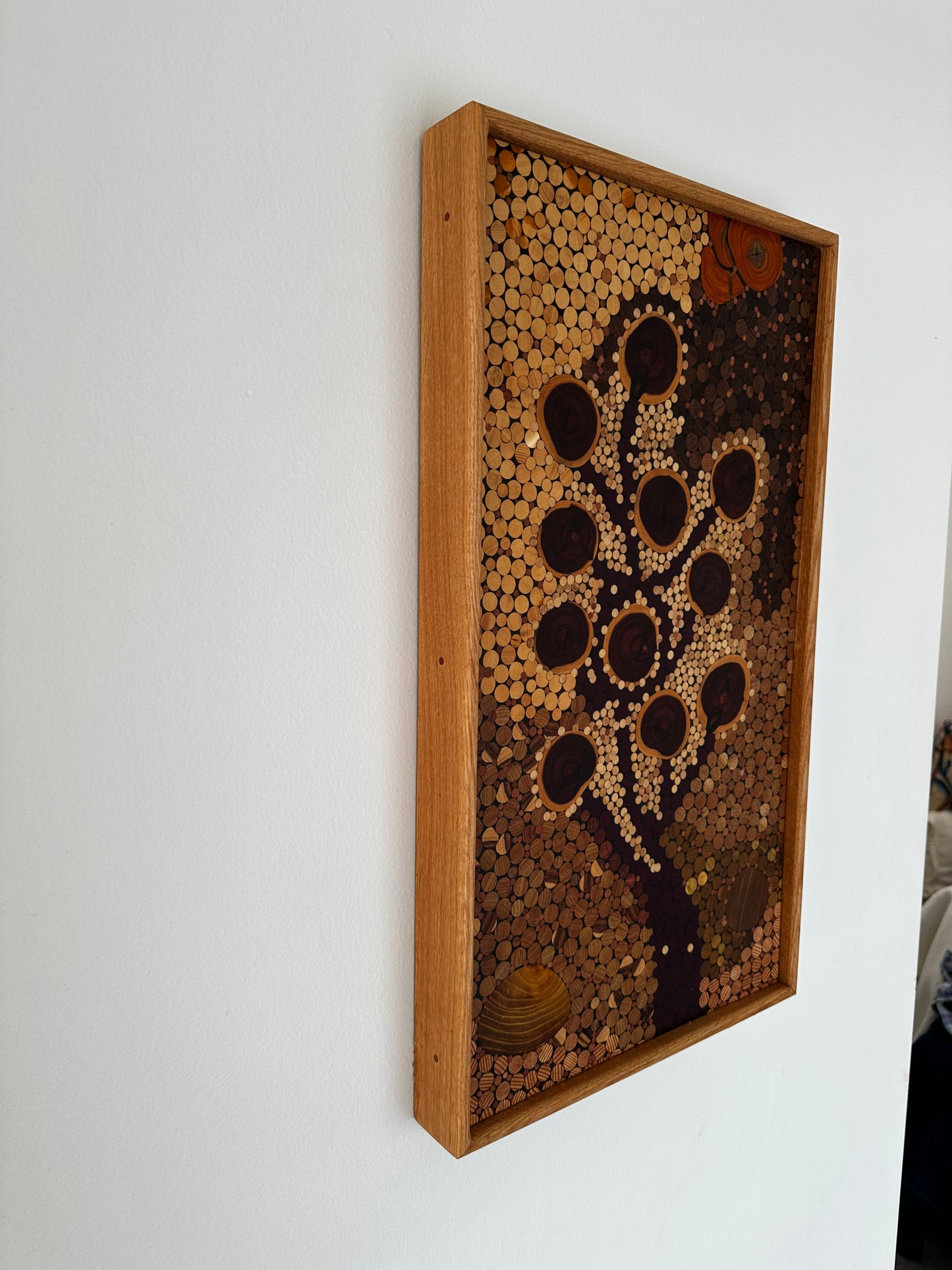 Wood Wall Art - "Flower Vista" - in the Pointillism style.
