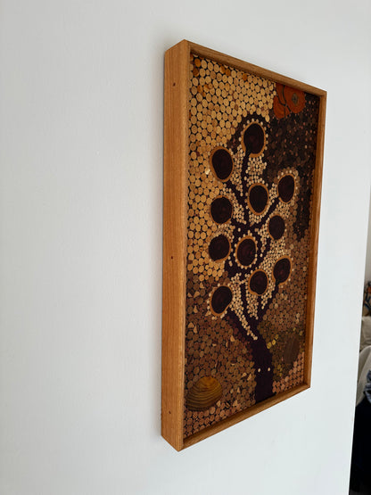 Wood Wall Art - "Flower Vista" - in the Pointillism style.