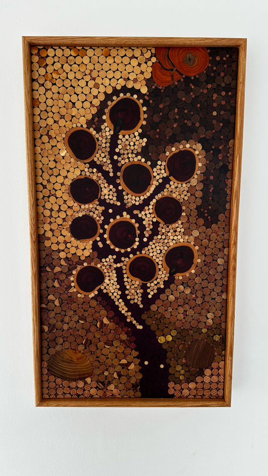 Wood Wall Art - "Flower Vista" - in the Pointillism style.