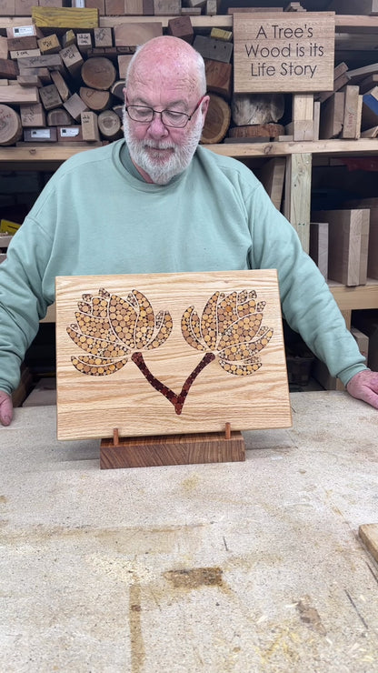 Functional Wood Art - "Cottage Flowers"- Inlayed Cutting Board.